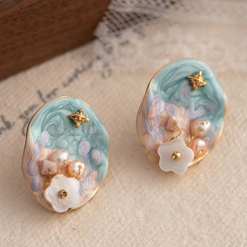 Elegant Japanese Style Flower Gold Long-Lasting Plated Ear Studs