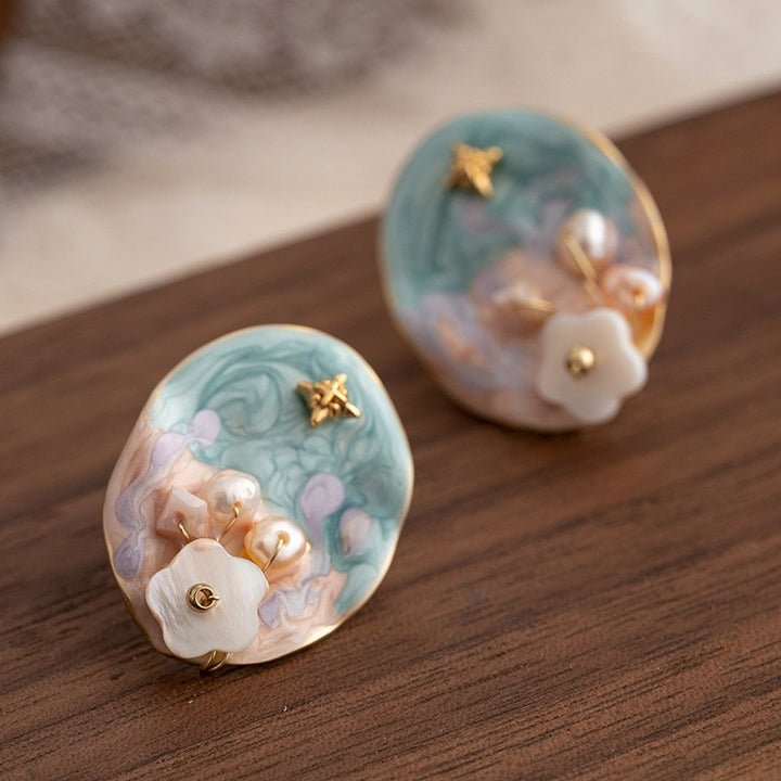 Elegant Japanese Style Flower Gold Long-Lasting Plated Ear Studs