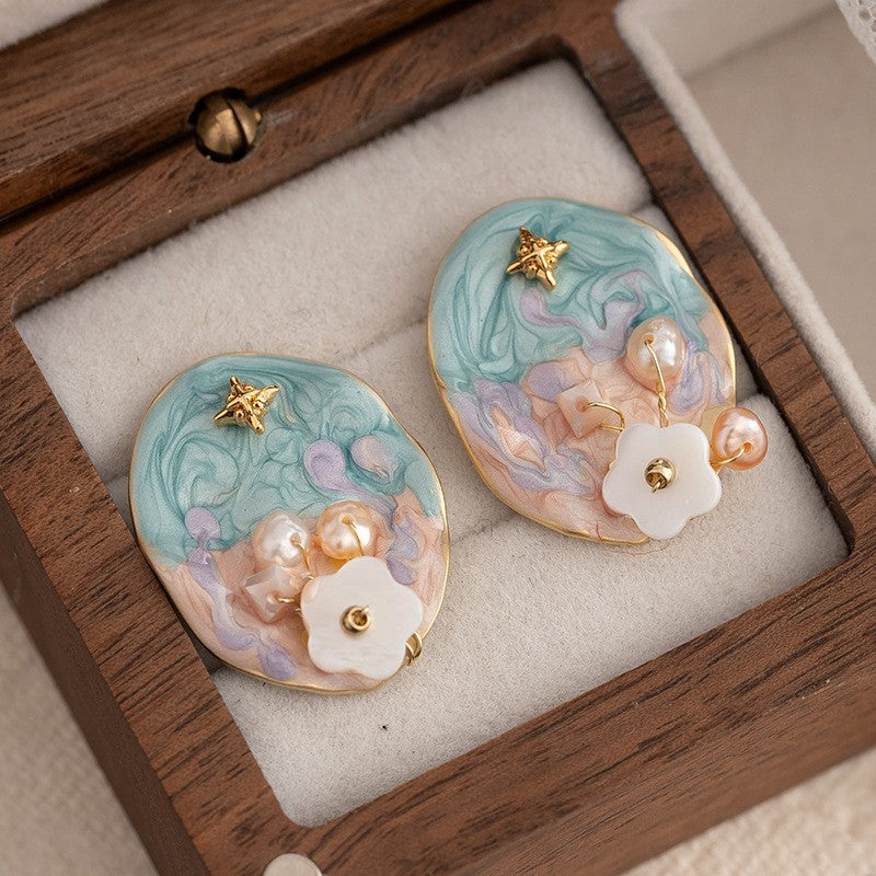 Elegant Japanese Style Flower Gold Long-Lasting Plated Ear Studs