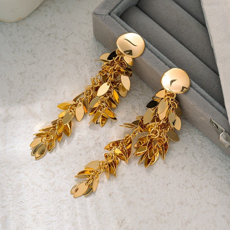 Flower Petal Gold Plated Drop Earrings