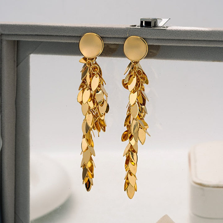 Flower Petal Gold Plated Drop Earrings