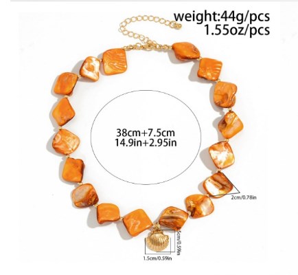 Sweet Color Block Alloy Shell Beaded Women's Necklace