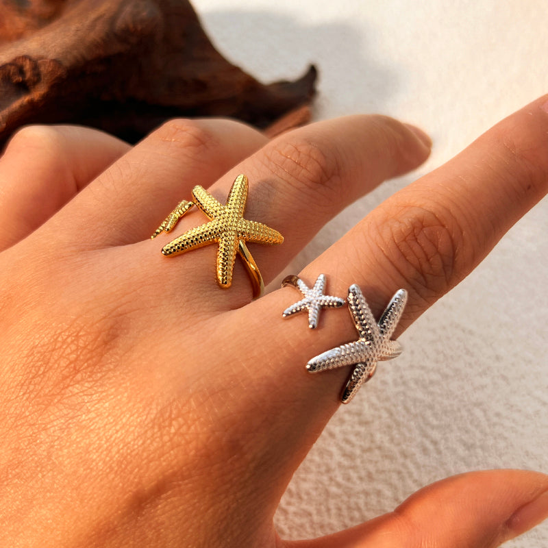 Starfish 304 Stainless Steel 18 K Gold Plating Open Rings