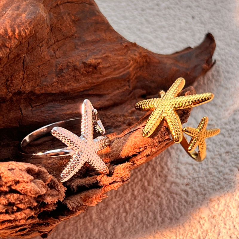 Starfish 304 Stainless Steel 18 K Gold Plating Open Rings