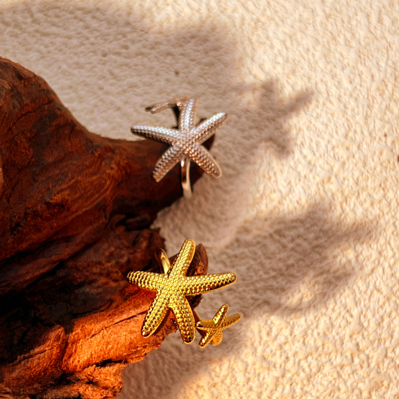 Starfish 304 Stainless Steel 18 K Gold Plating Open Rings