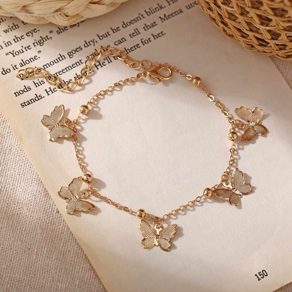 Butterfly Alloy Pendant Handmade Anklet