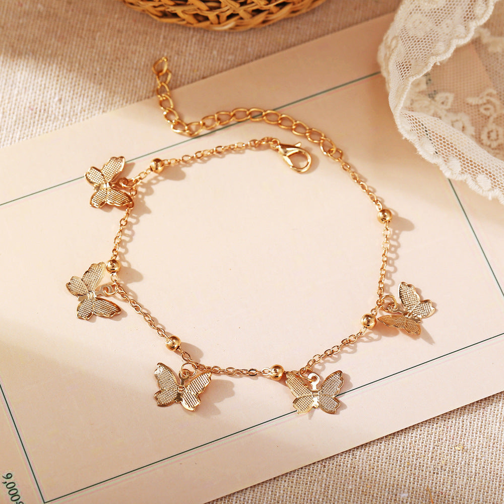 Butterfly Alloy Pendant Handmade Anklet