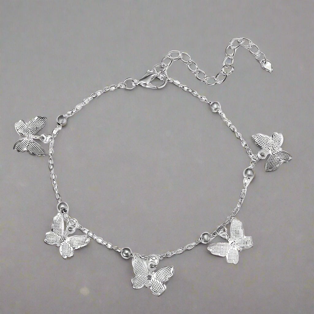 Butterfly Alloy Pendant Handmade Anklet