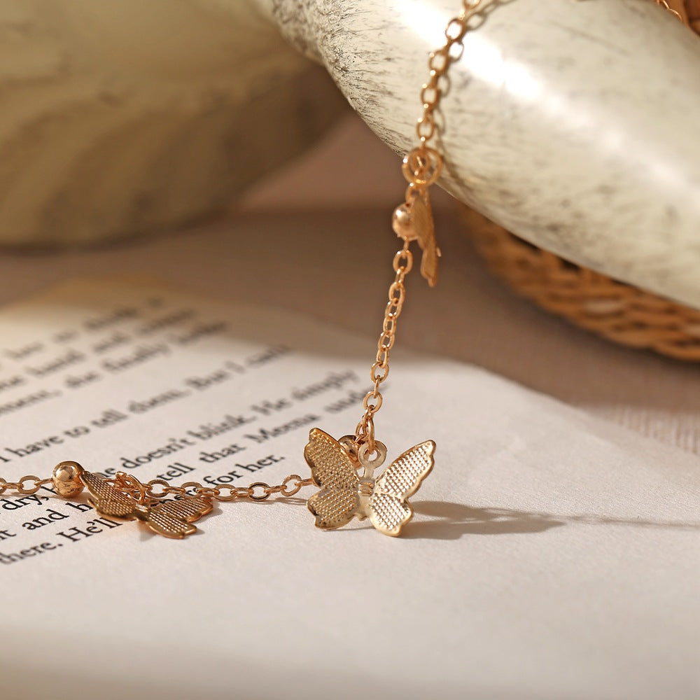 Butterfly Alloy Pendant Handmade Anklet