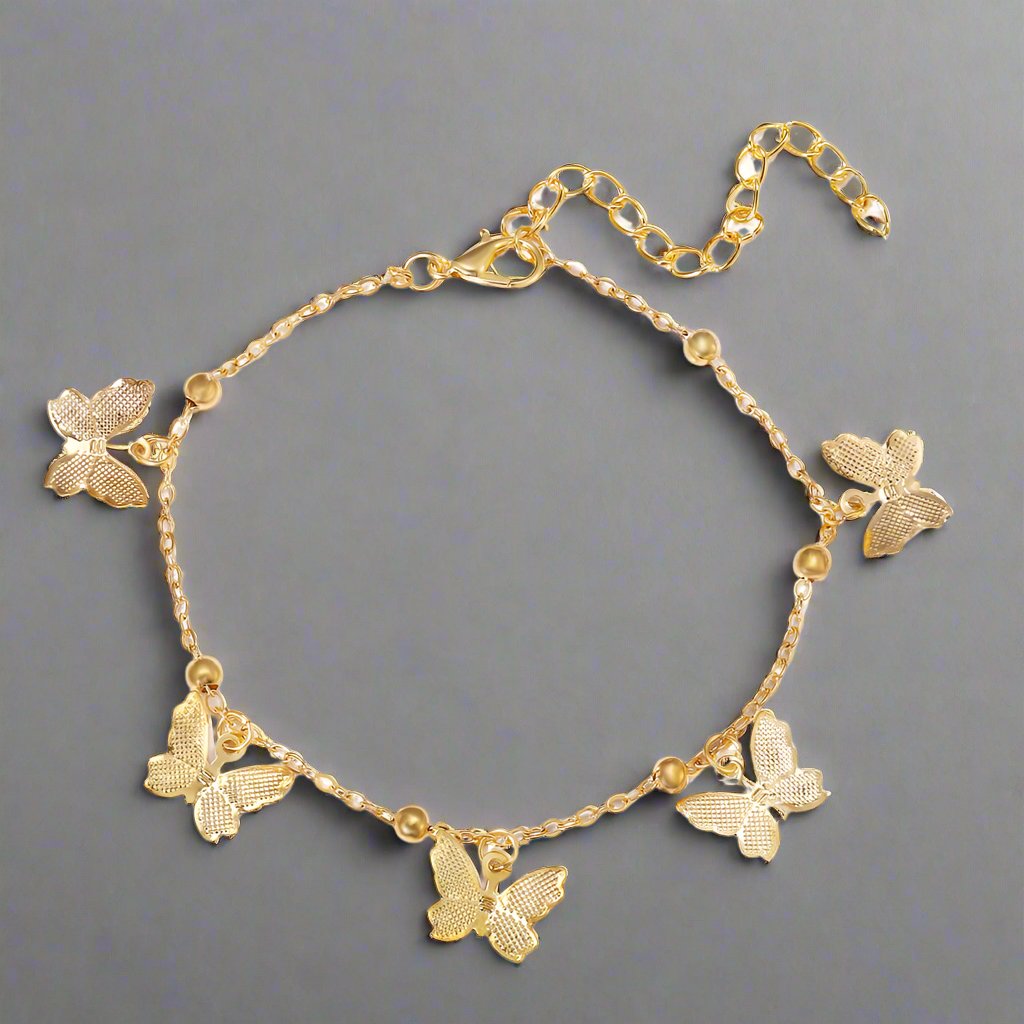 Butterfly Alloy Pendant Handmade Anklet