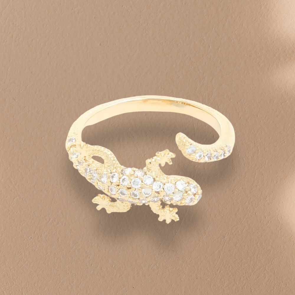 Lizard cubic zirconia Gold Dipped Ring