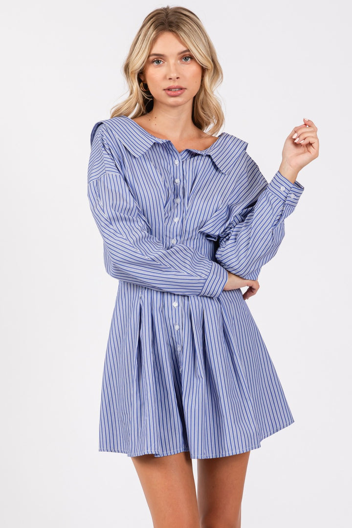 Back corset striped shirt dress