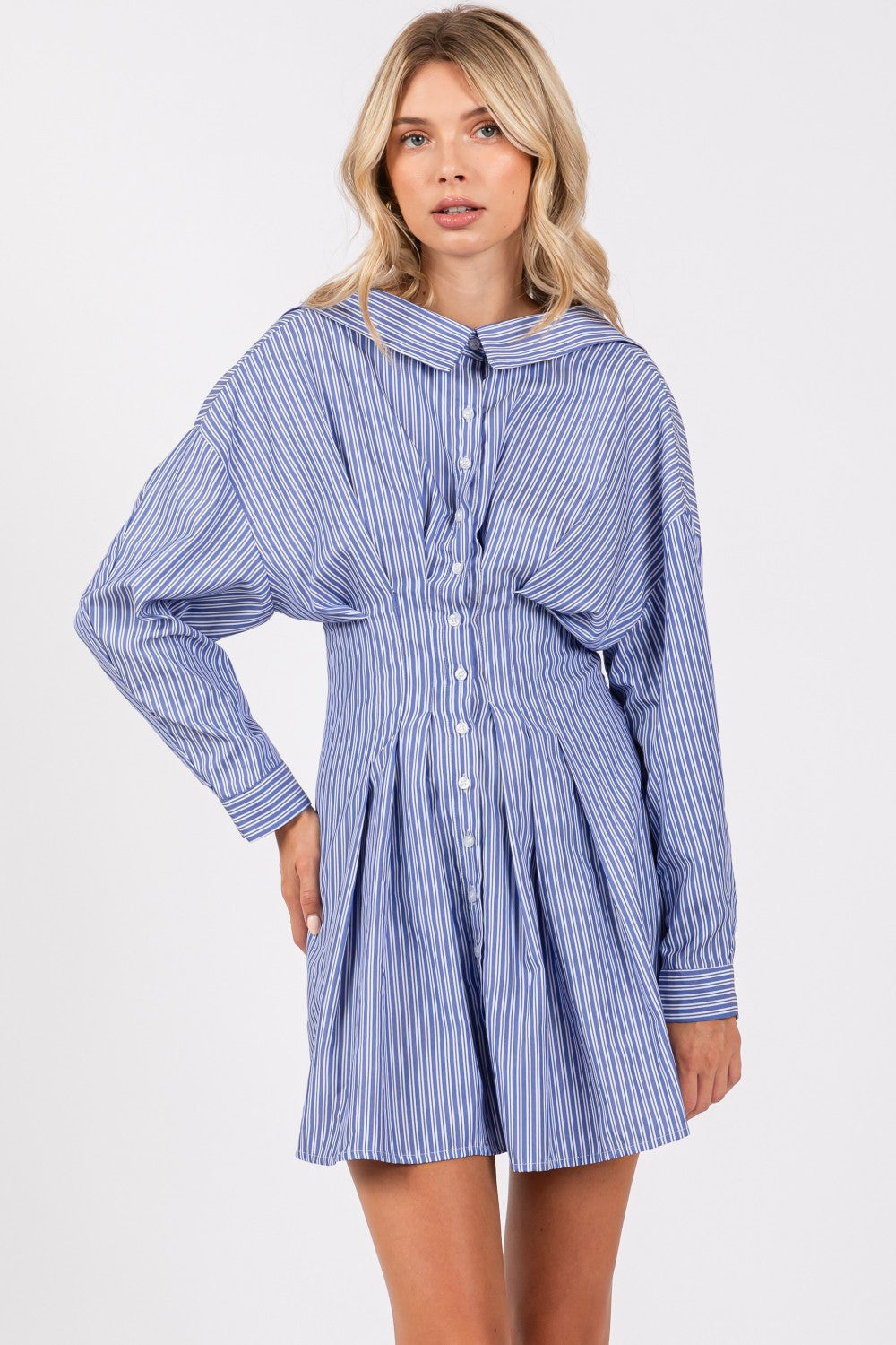 Back corset striped shirt dress