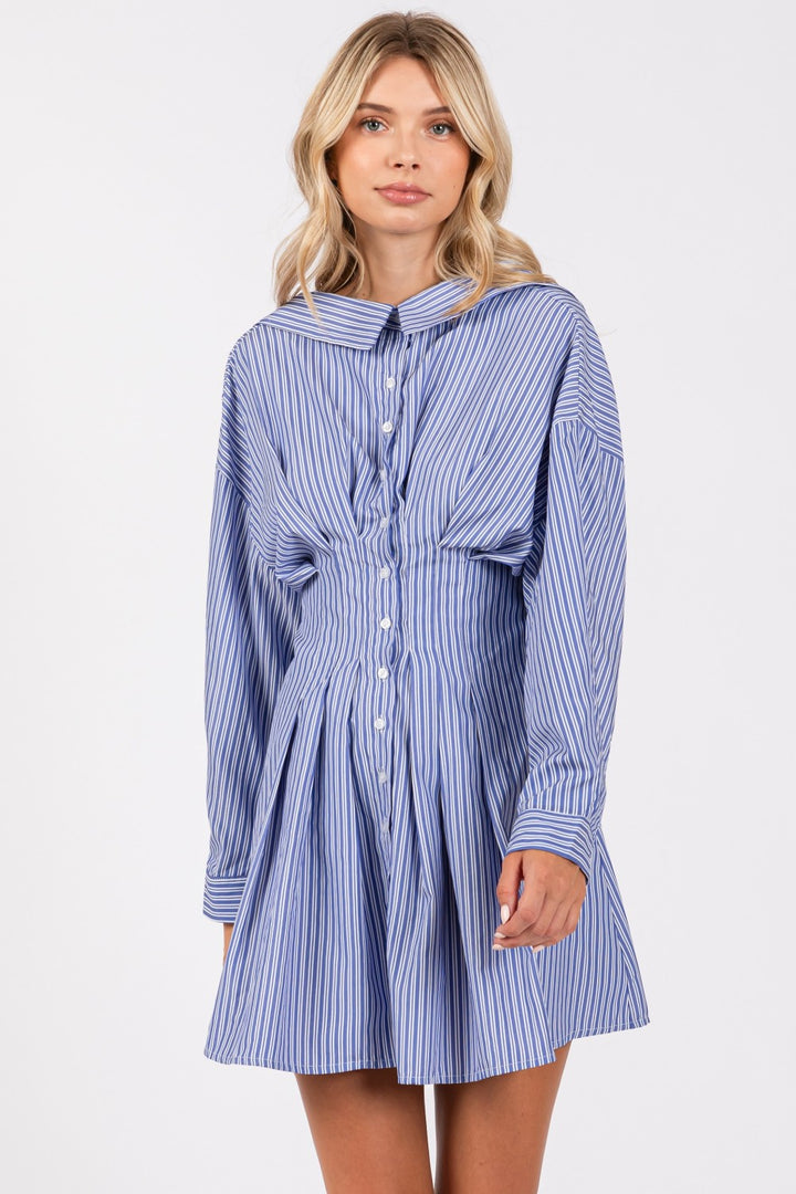 Back corset striped shirt dress