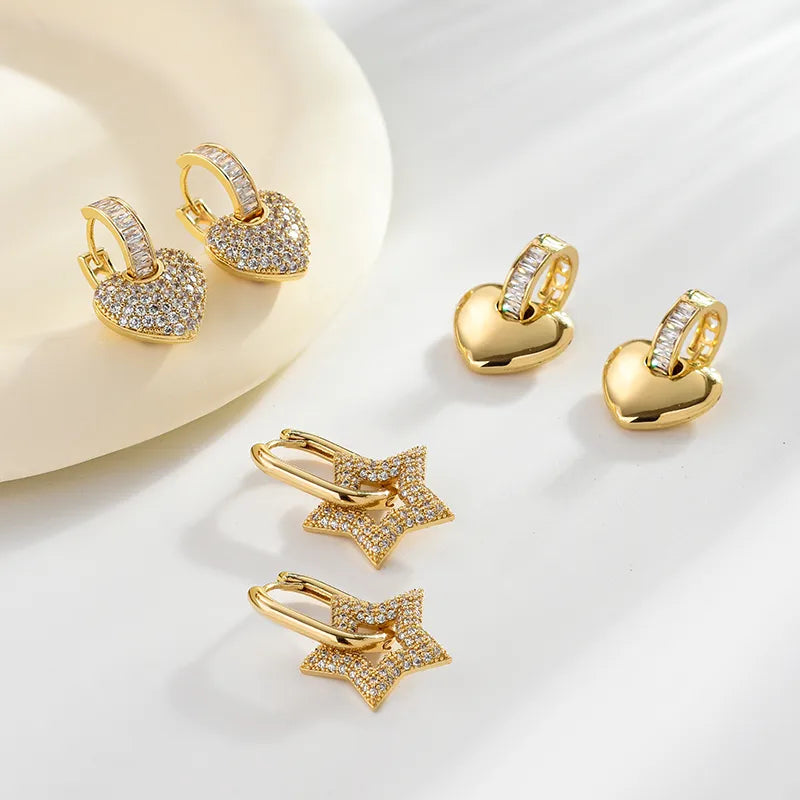 Gold|White Heart-Shaped Zircon Ear Clip