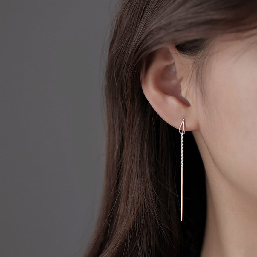 Modern Elegangce Silver Long Drop Earrings