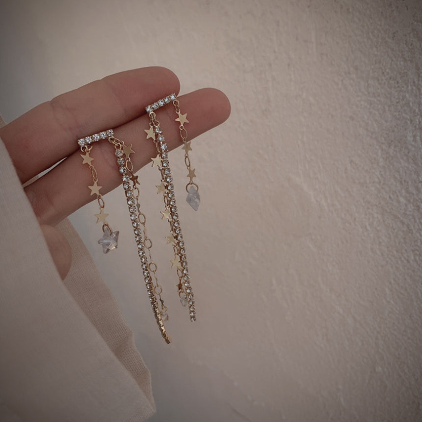 Star Cubic & Gold Plated Drop Earrings!