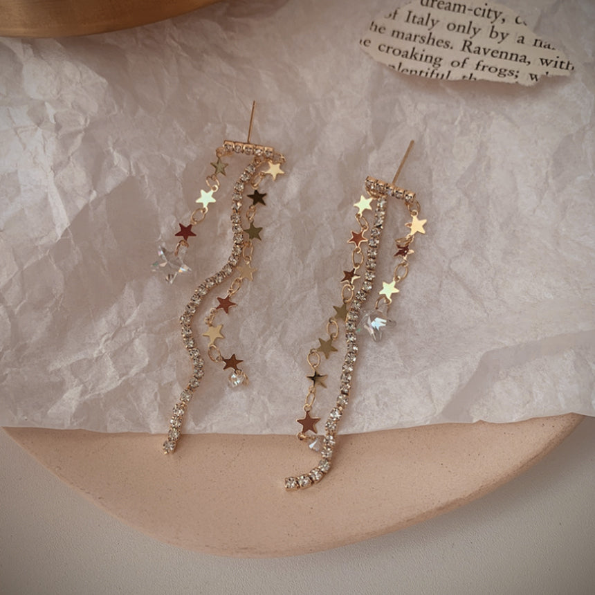 Star Cubic & Gold Plated Drop Earrings!